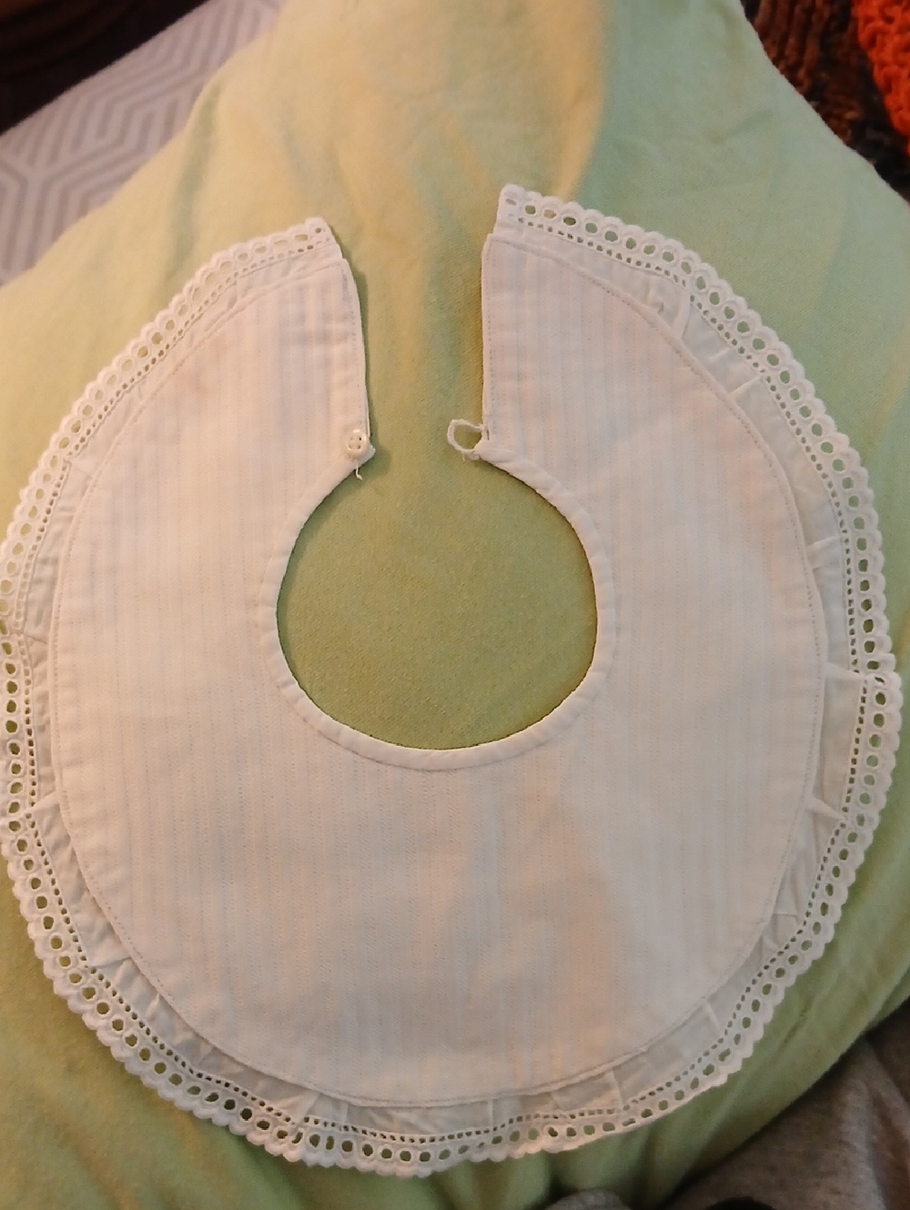 Vintage Fancy Baby Bib One Button Back